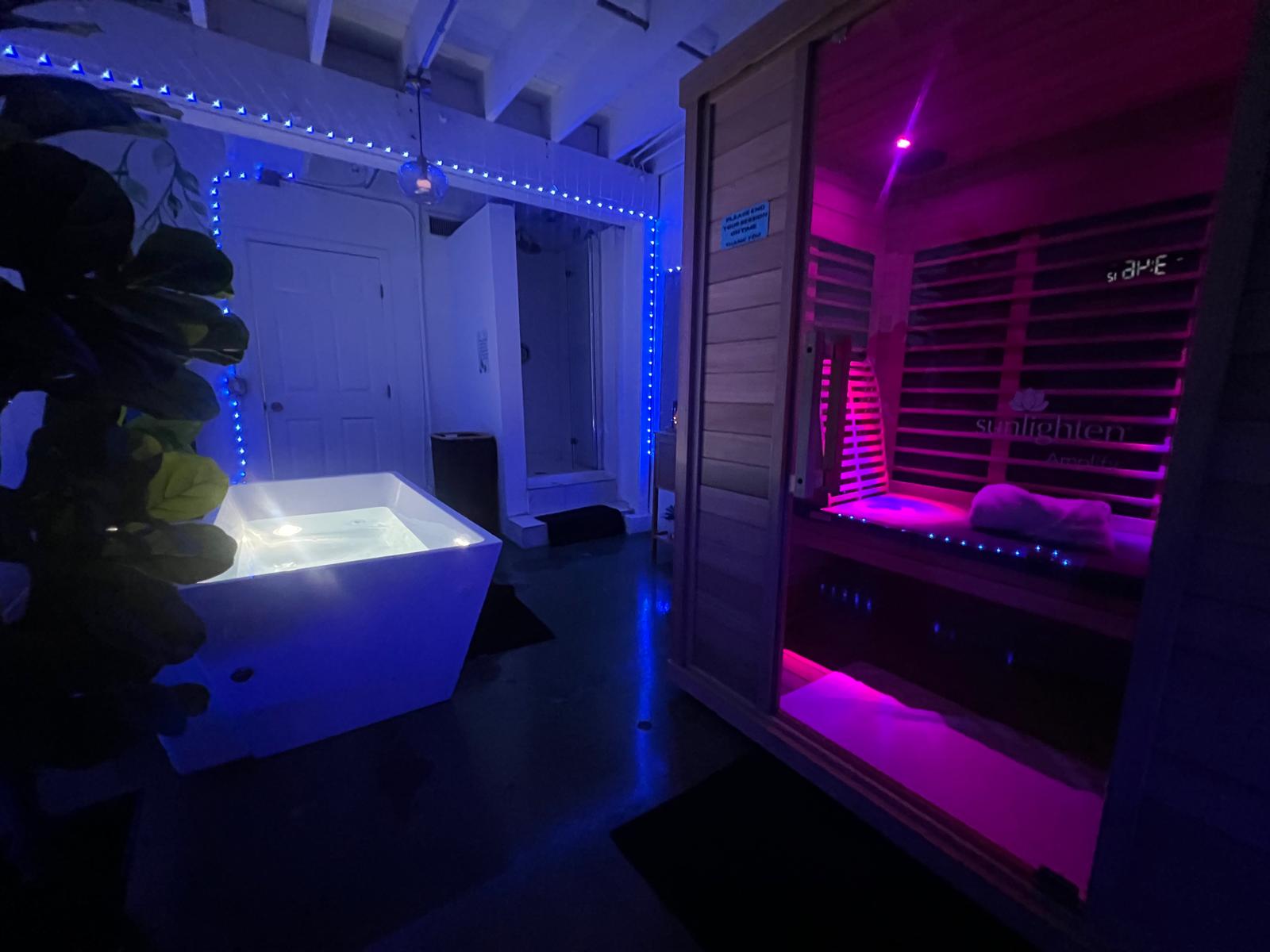 Contrast therapy suite with infrared sauna and cold plunge at Joe's Posture Reset Santa Monica